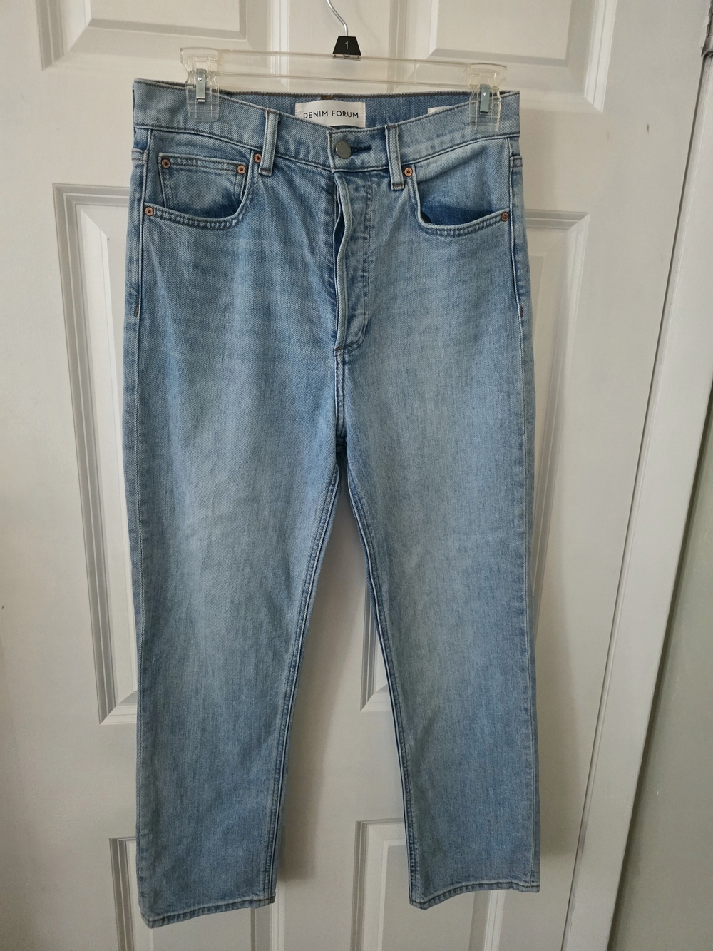 Denim Forum Women's Light Wash Straight Jeans